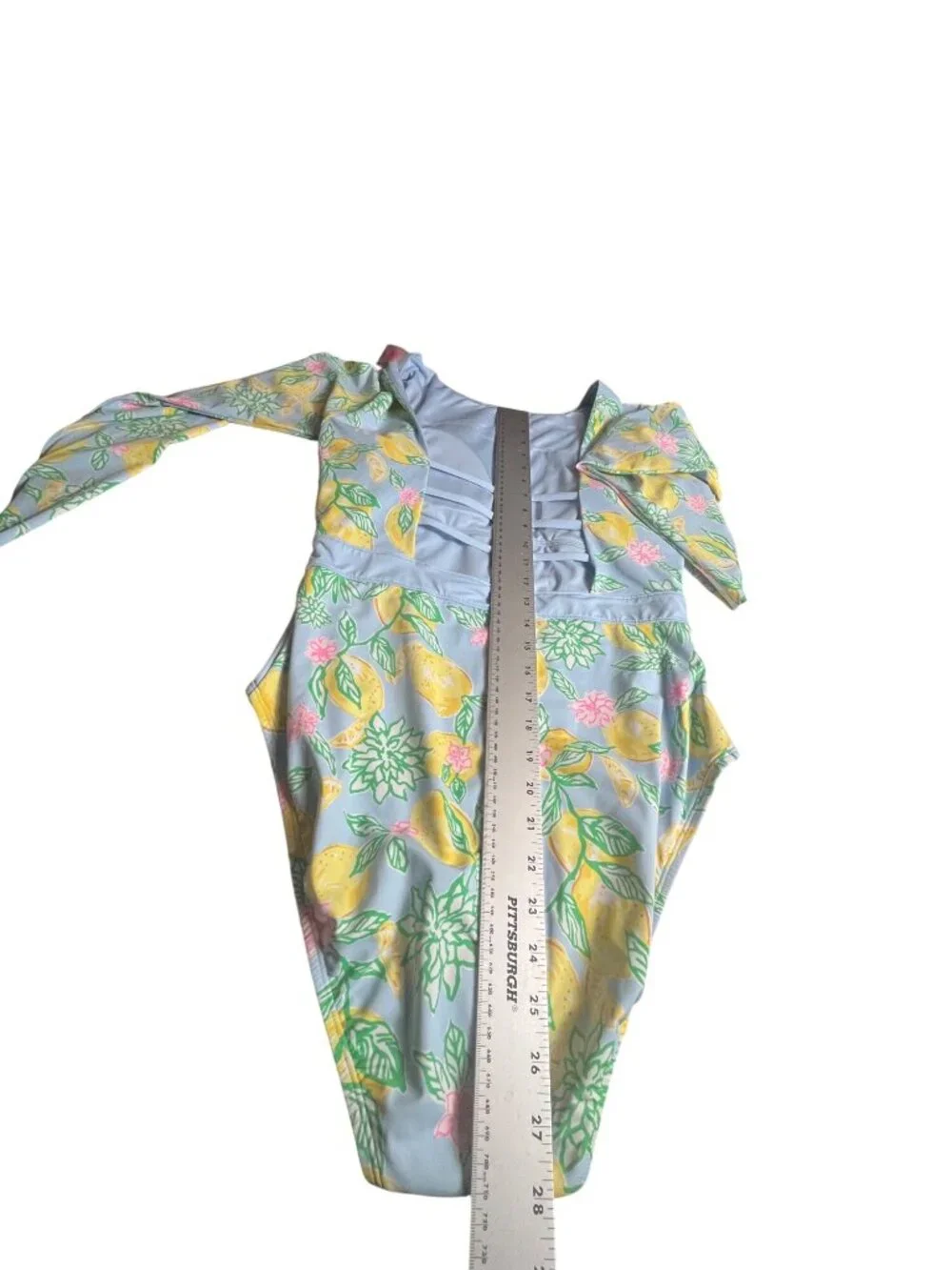 Lilly Pulitzer NWT Jesper Rashguard Swimsuit 12 Bluette Make Lemonade Print UPF